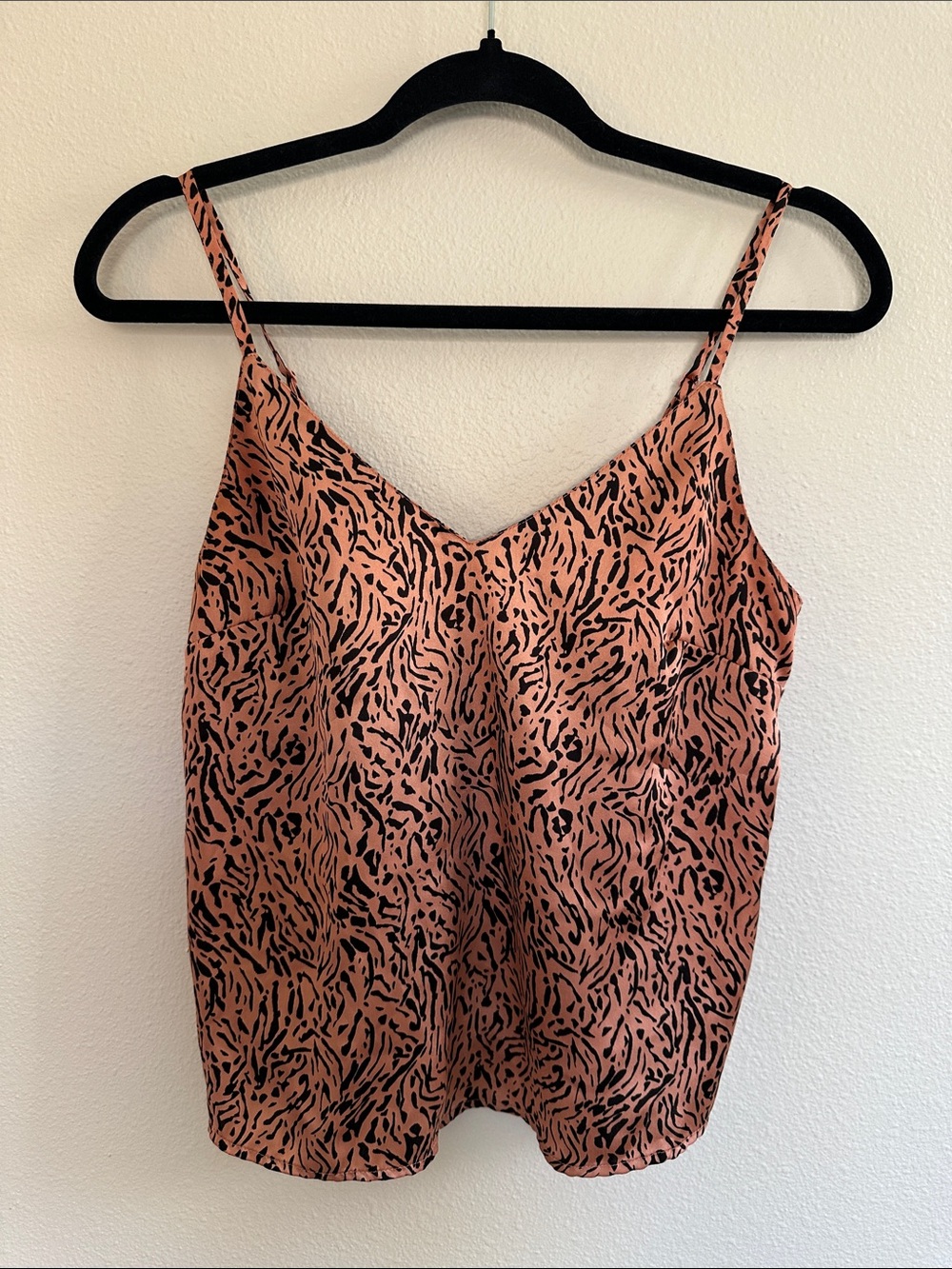 ASOS Pink and Black Animal Print V-Neck Cami